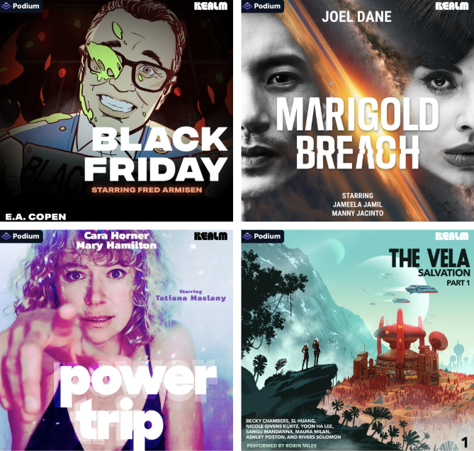 Podium pour publier des podcasts de fiction sous forme de livres audio